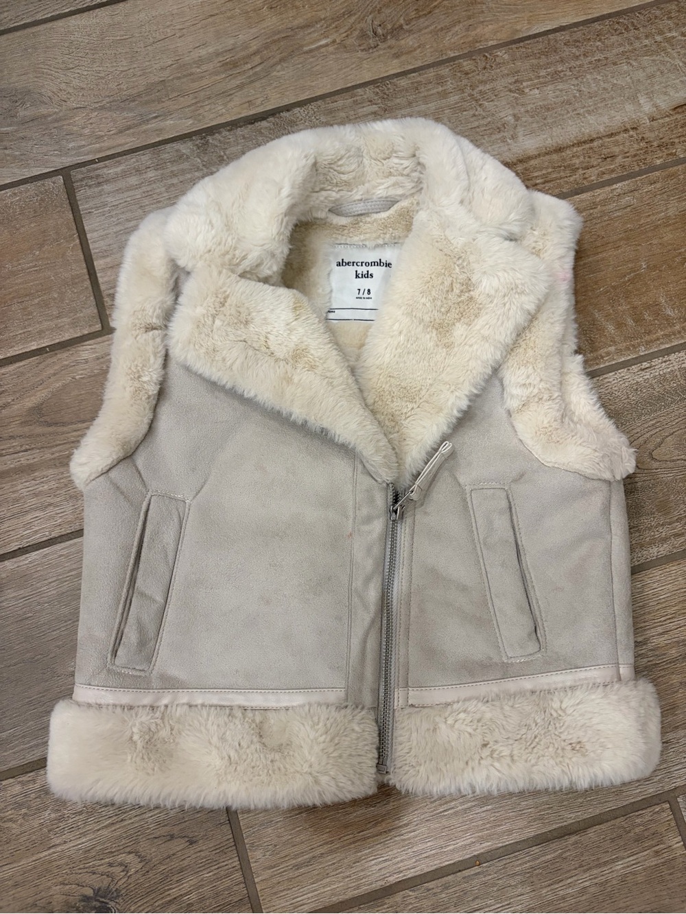 Abercrombie Kids Faux Shearling Moto Vest 7/8 like new